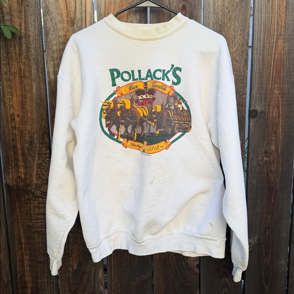 Vintage POLLACK'S bier Garten Stuttgart. Bollinger's Beer sweater. Size X-Large